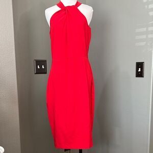 Just...Taylor Red Halter Midi Dress